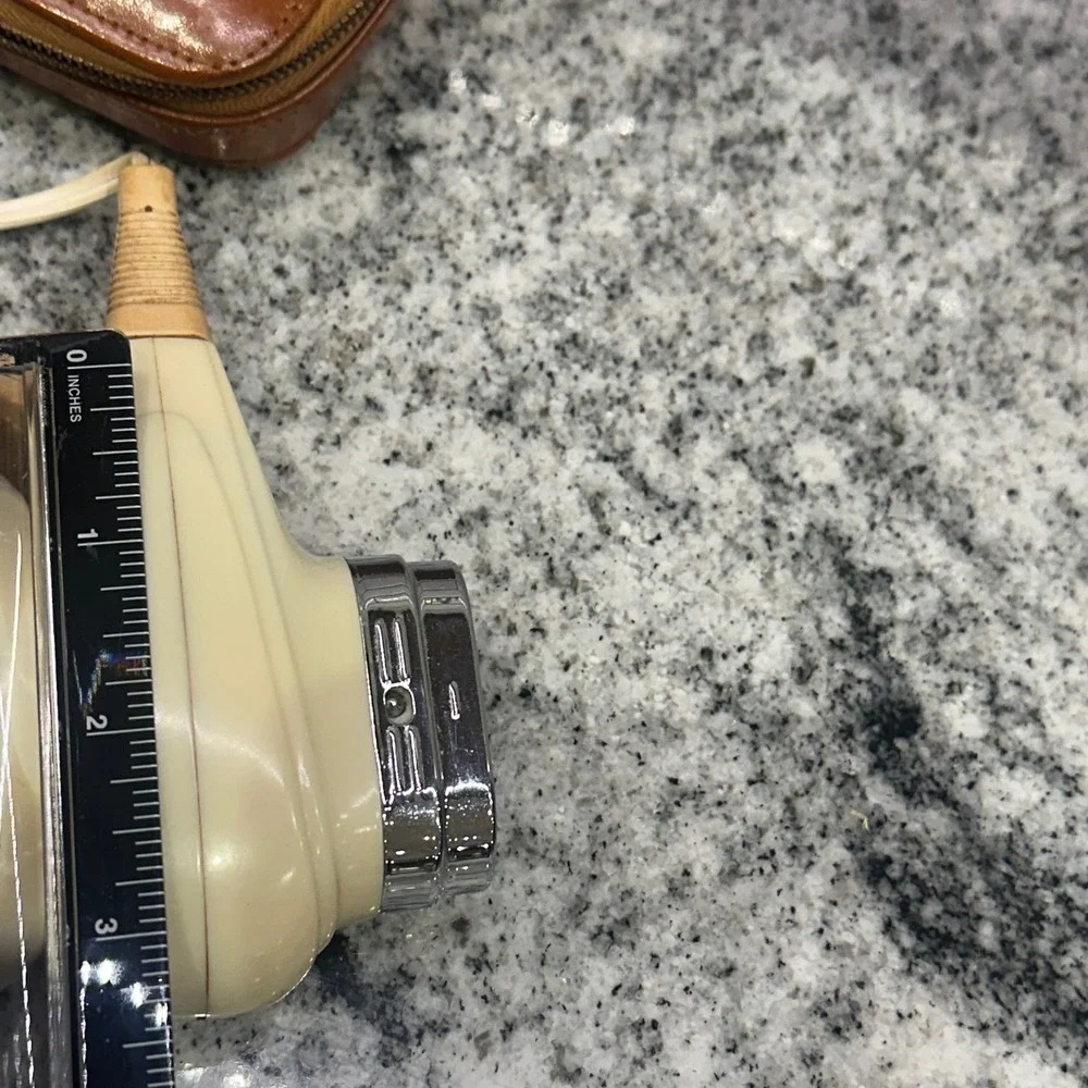 Norelco Mens Speedshaver Cream Vintage‎ Rotary Razor Tan Leather Case MCM Retro